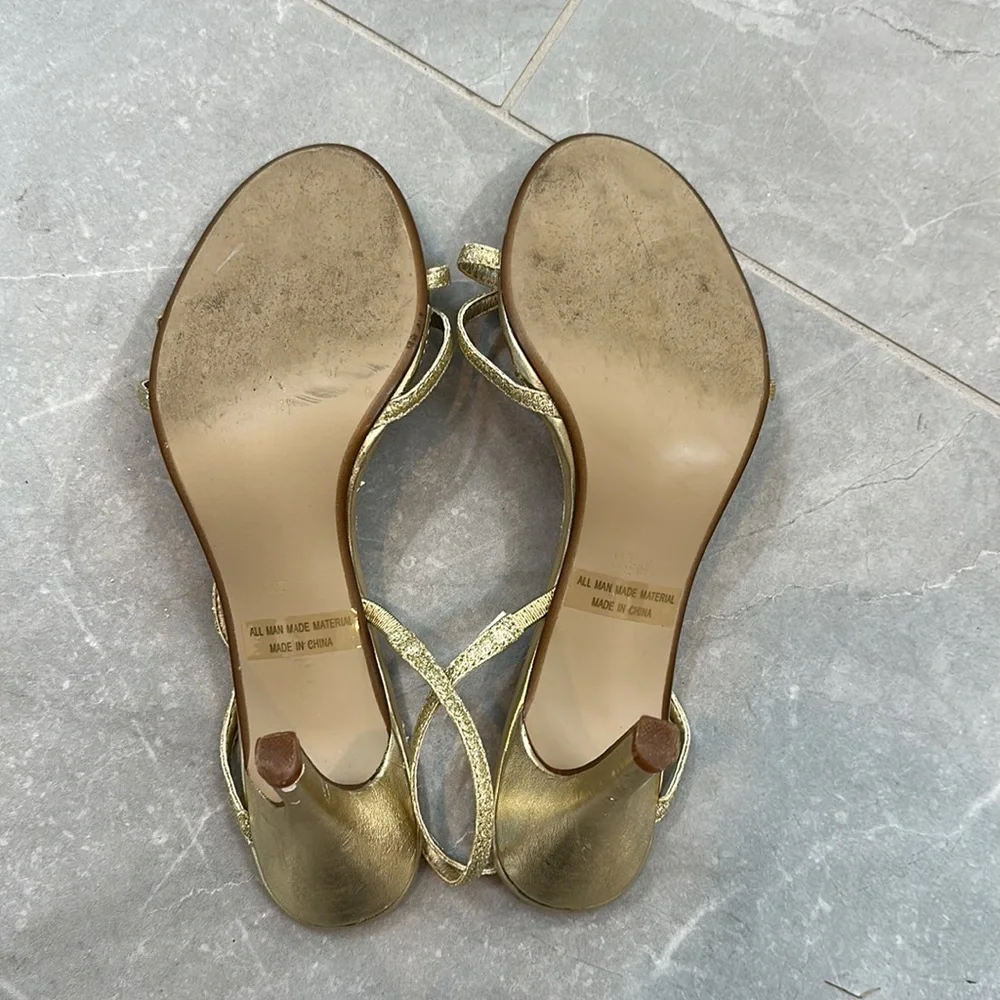 Gold sparkle heeled straps sandals size 8.5 - Picture 3 of 8